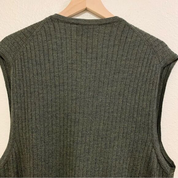 FIESOLE VEST MENS XL GREEN 100% NEW WOOL MERINO EXTRA FINE RIBBED KNIT VEST. - Picture 6 of 12